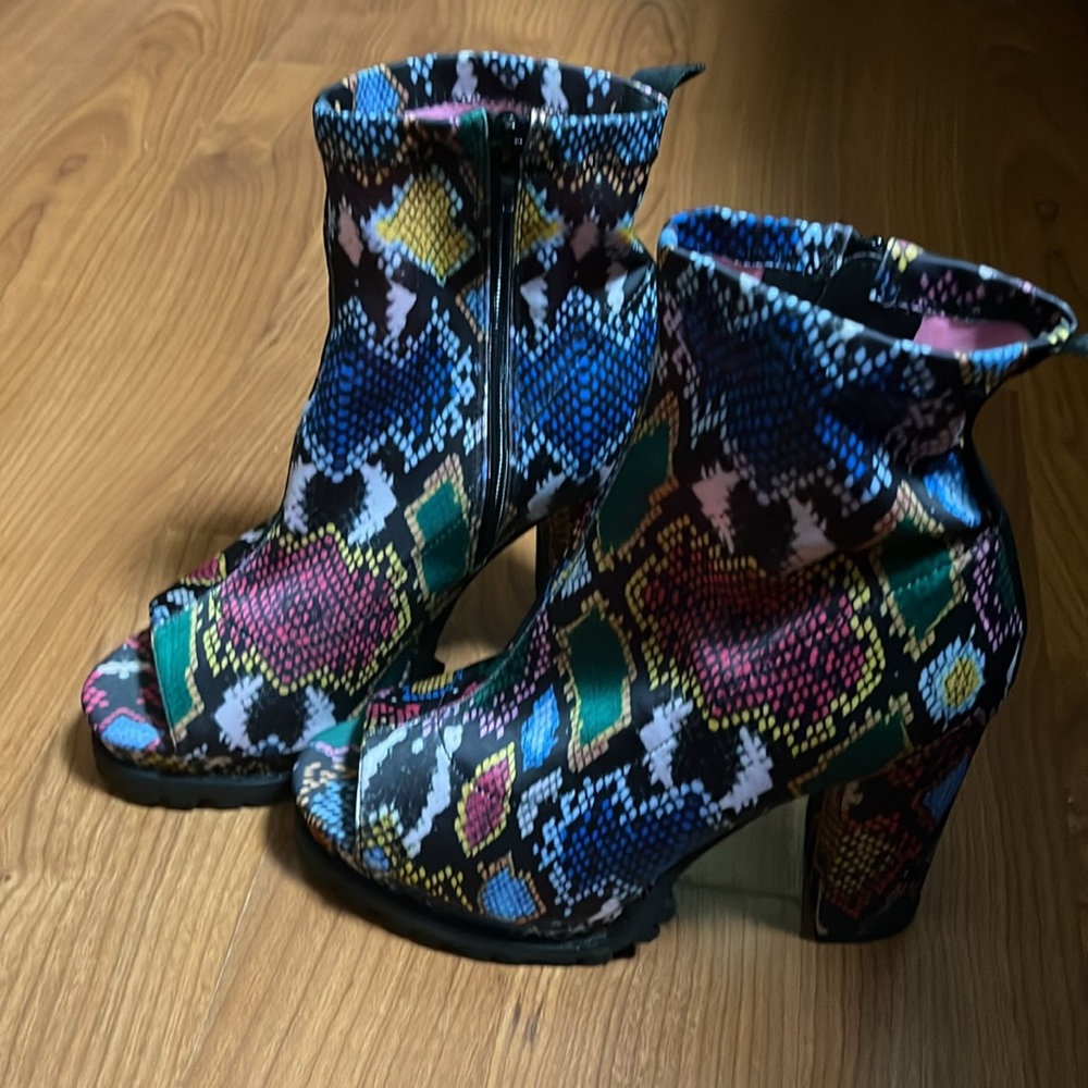Multi Color Snake Print Boots - image 2